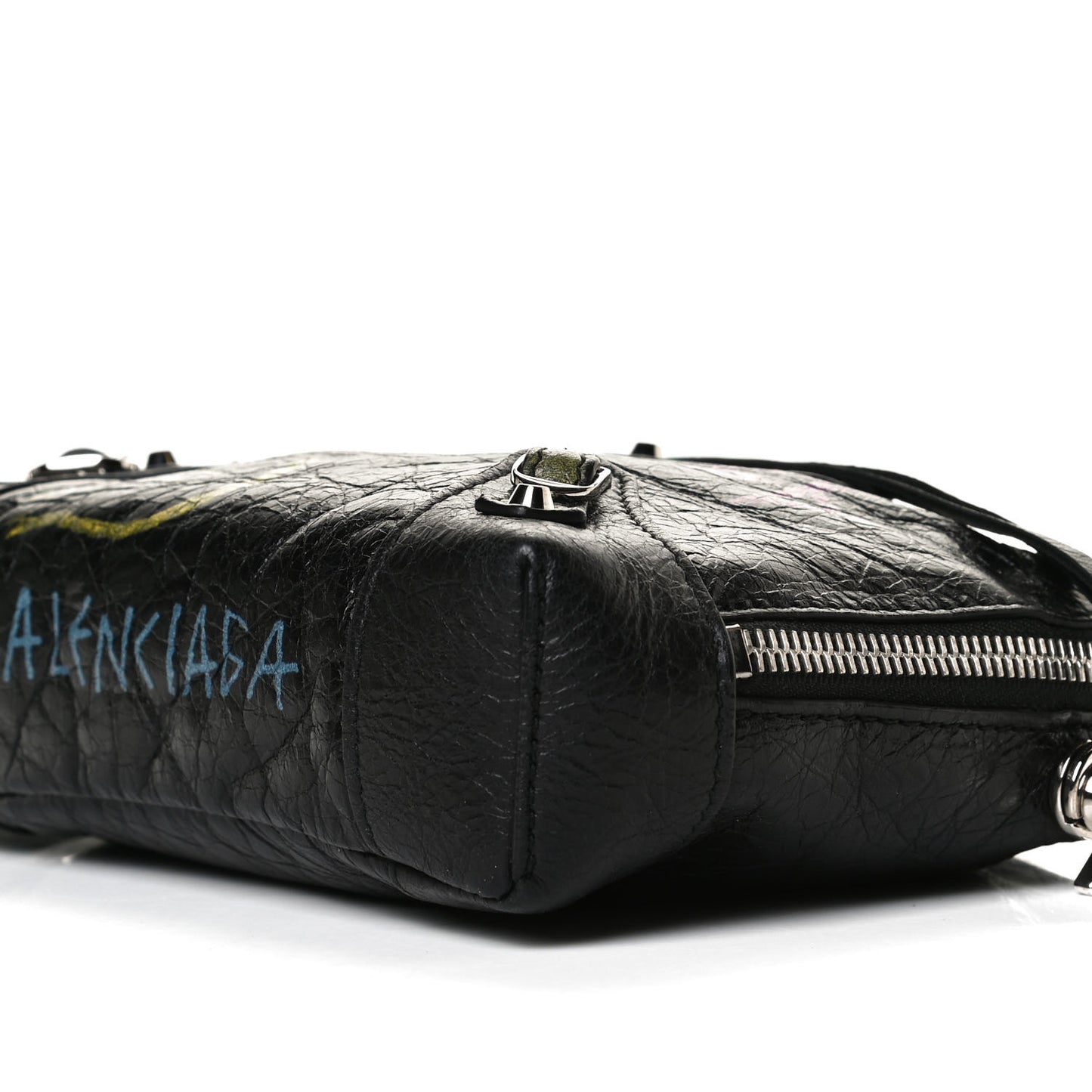 Agneau Classic Silver Hardware Graffiti Reporter XS Black