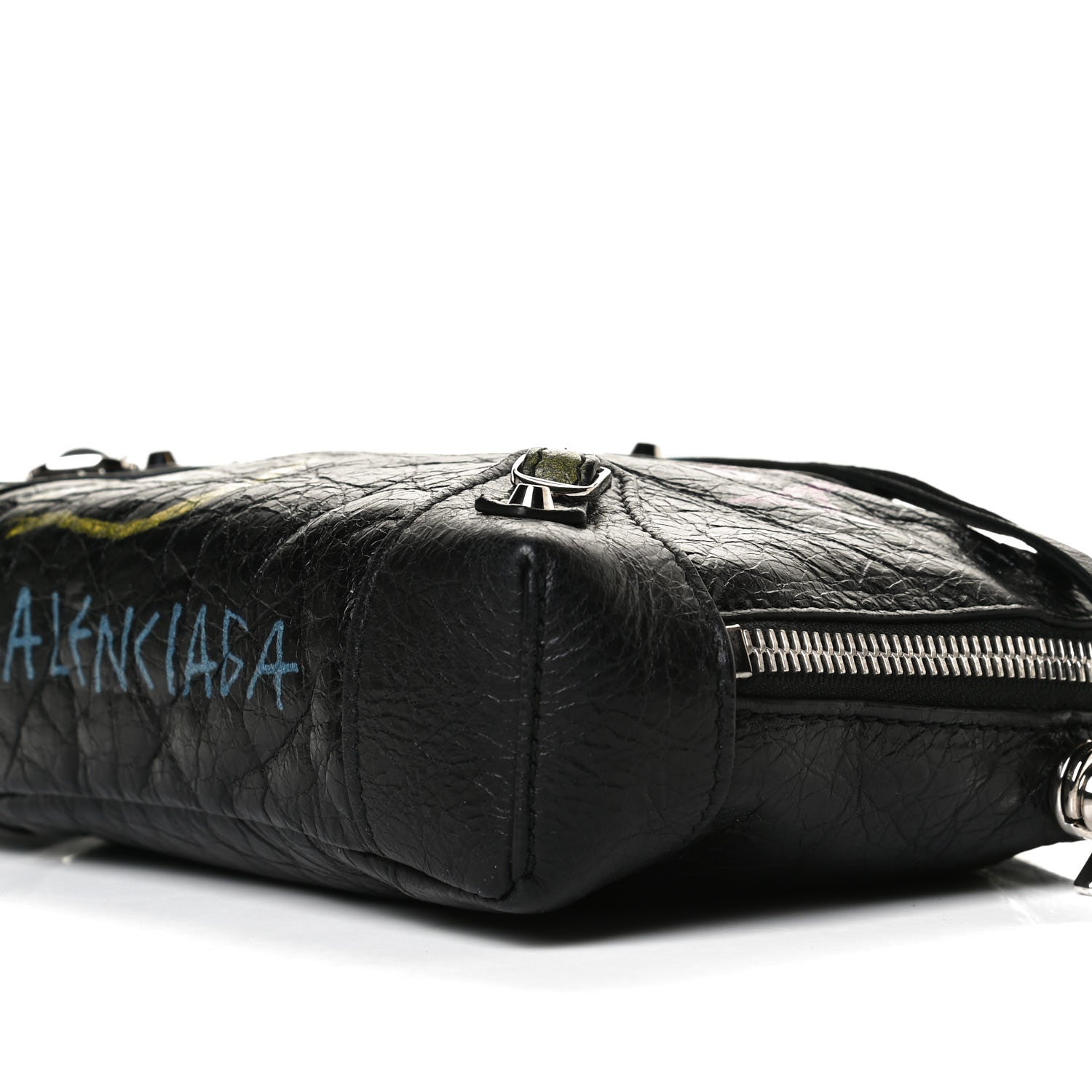 Balenciaga Agneau Classic Silver Hardware Graffiti Reporter XS Black 9 of 11
