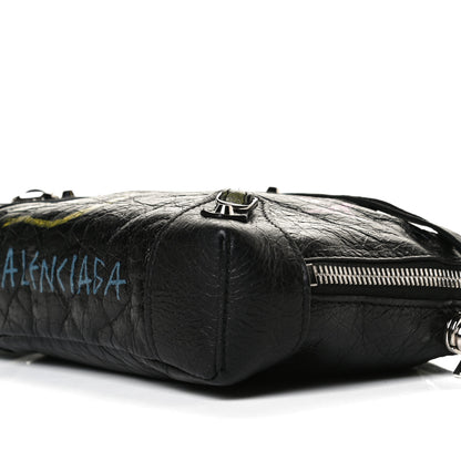 Balenciaga Agneau Classic Silver Hardware Graffiti Reporter XS Black 9 of 11