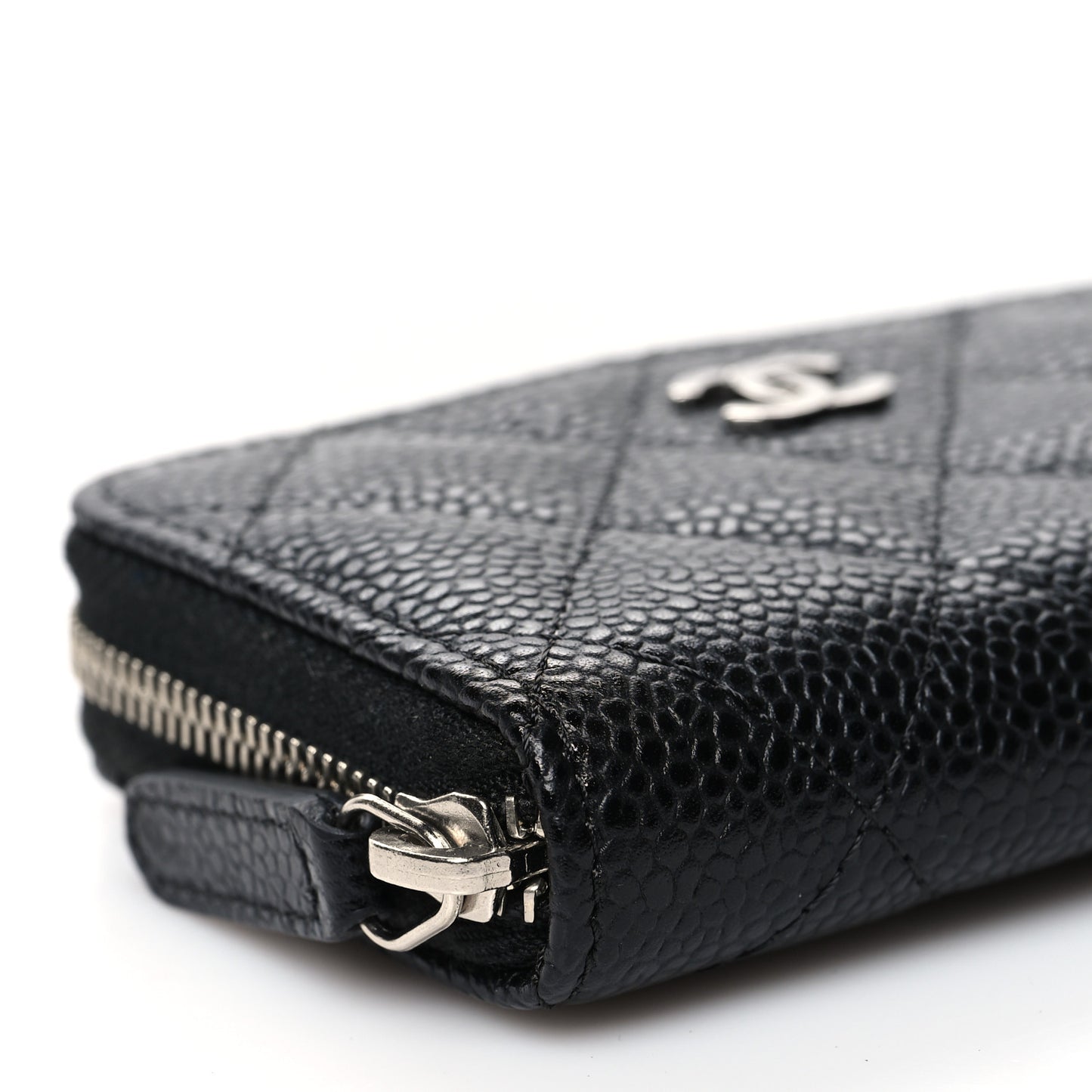 Caviar Quilted Zip Coin Purse Black