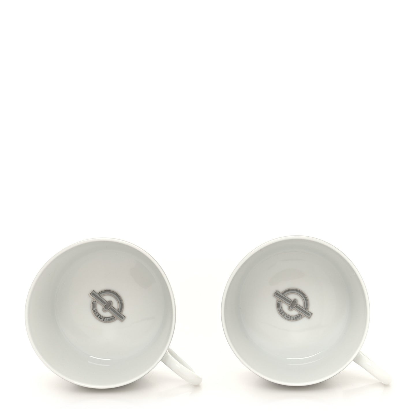 Porcelain Platinum Chaine d'Ancre Tea Cup and Saucer Set of 2