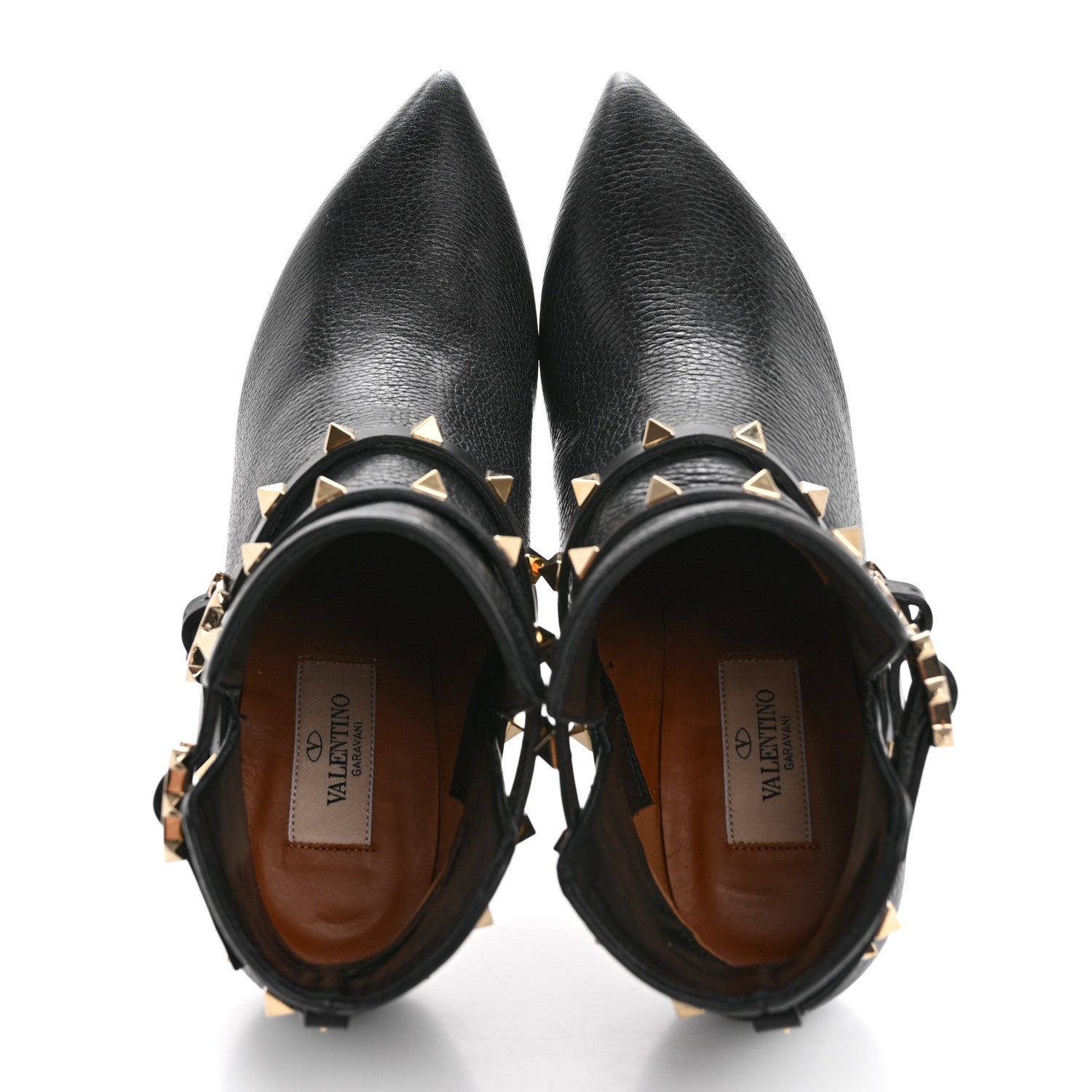 Valentino Garavani Pebbled Calfskin Rockstud Double Buckle 65mm Ankle Boots 38.5 Black 2 of 13