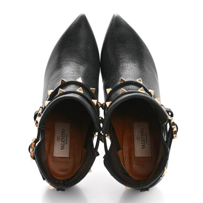 Valentino Garavani Pebbled Calfskin Rockstud Double Buckle 65mm Ankle Boots 38.5 Black 2 of 13