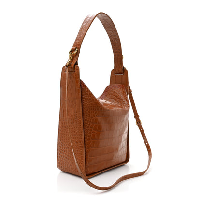 Balenciaga Extra Supple Calfskin Crocodile Embossed Small Tool 2.0 North-South Tote Camel 4 of 20