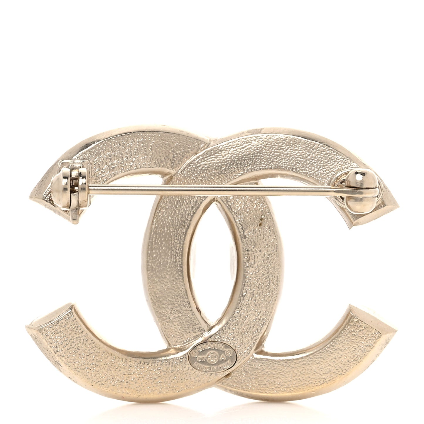 Baguette Crystal CC Brooch Light Gold