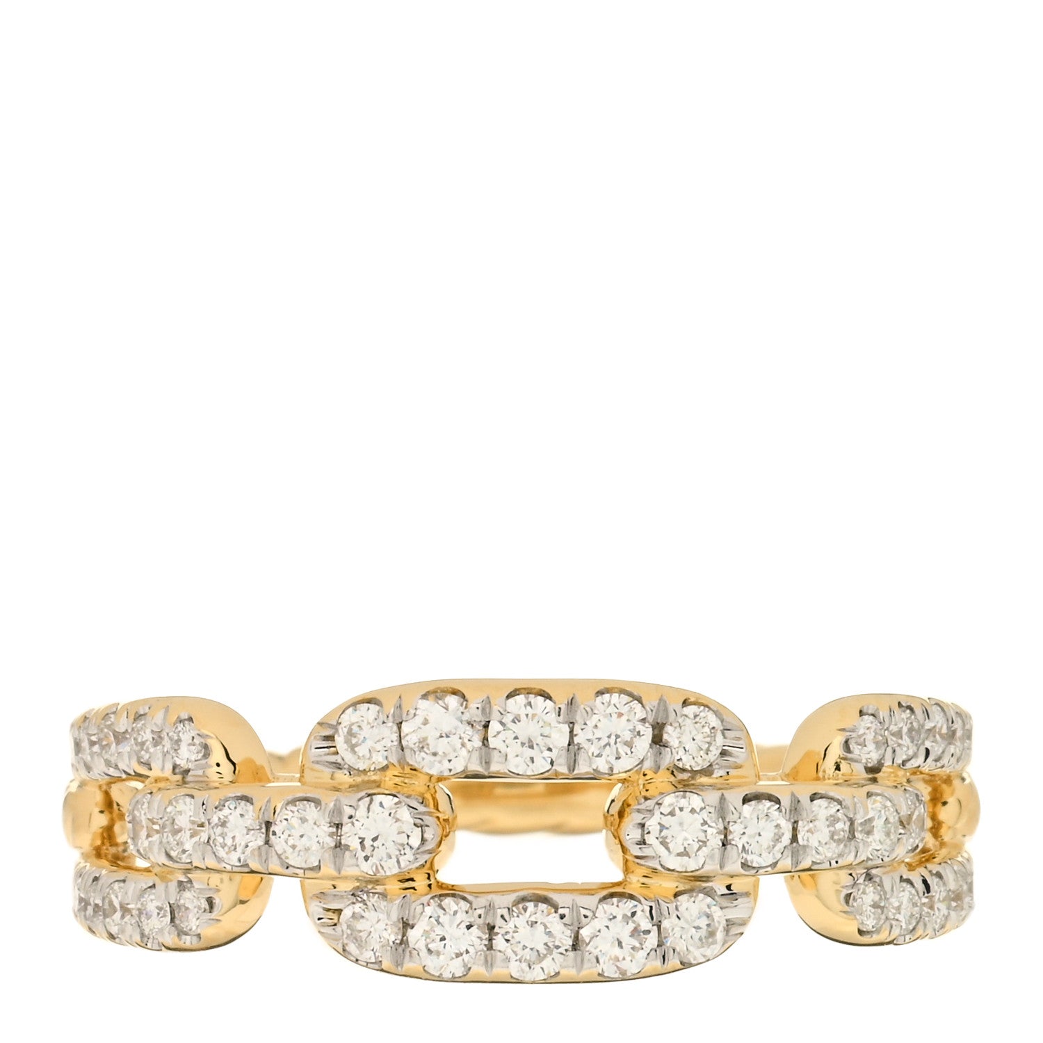David Yurman 18K Yellow Gold Diamond 7mm Stax Single Row Chain Link Ring 54 7 1 of 3