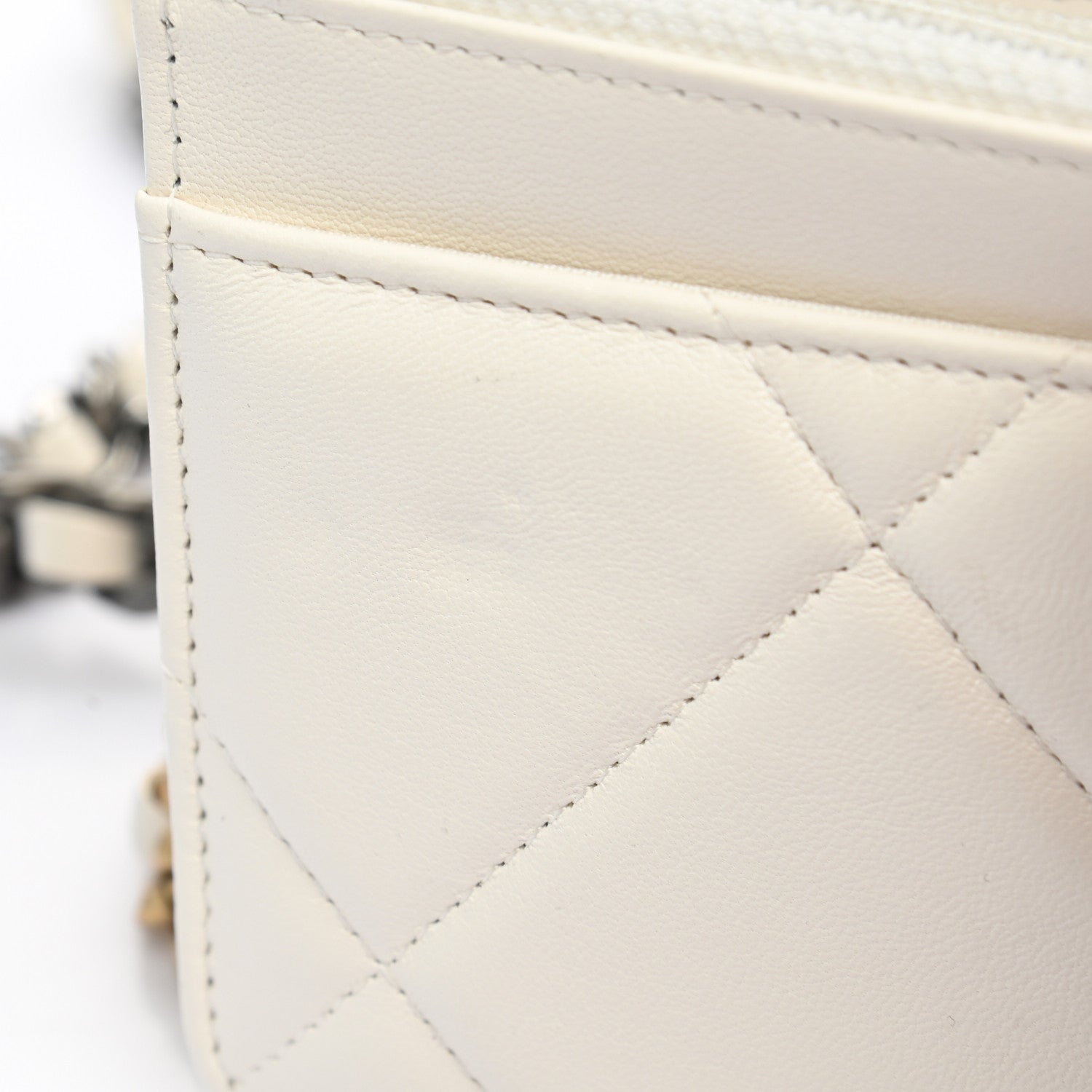 Chanel Goatskin Quilted Chanel 19 Wallet On Chain WOC White 13 of 19