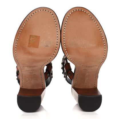 Saint Laurent Calfskin Studded Sandal Pumps 36 Brown 5 of 11