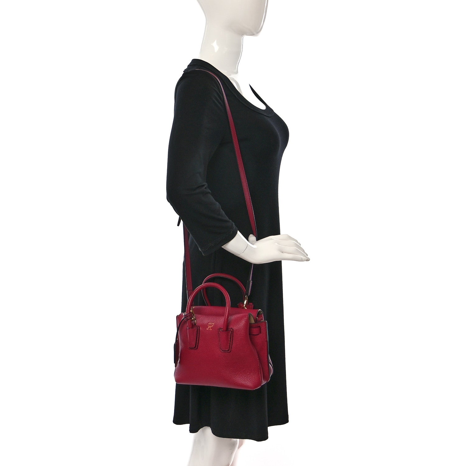 MCM Grained Calfskin Mini Milla Tote Burgundy 2 of 8