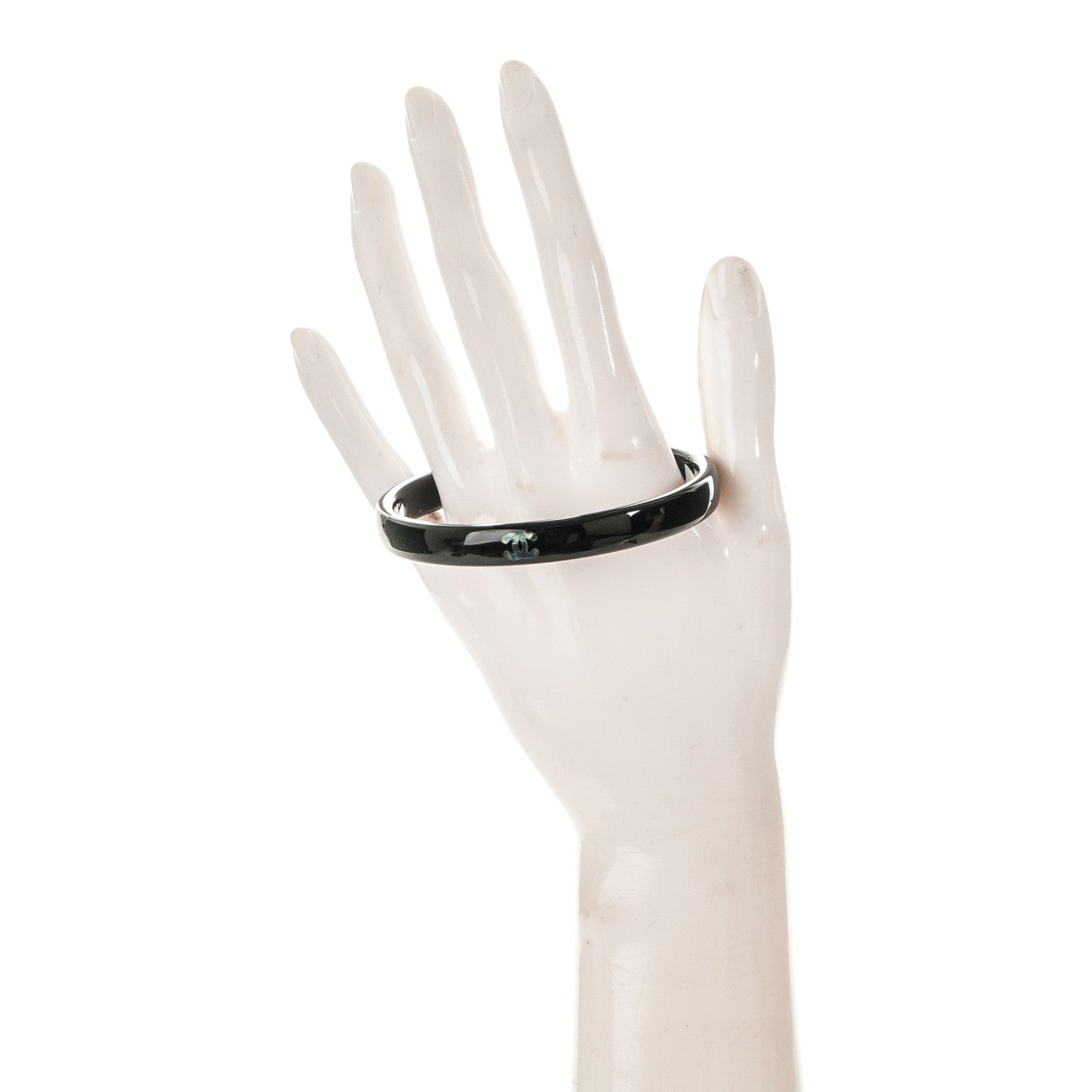 Chanel Resin Mother of Pearl CC Bangle Black 2 of 4