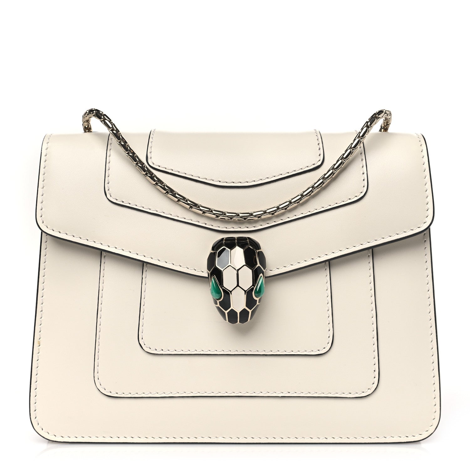 Bulgari Calfskin Small Serpenti Forever Snake Strap Crossbody Bag White Agate 1 of 10