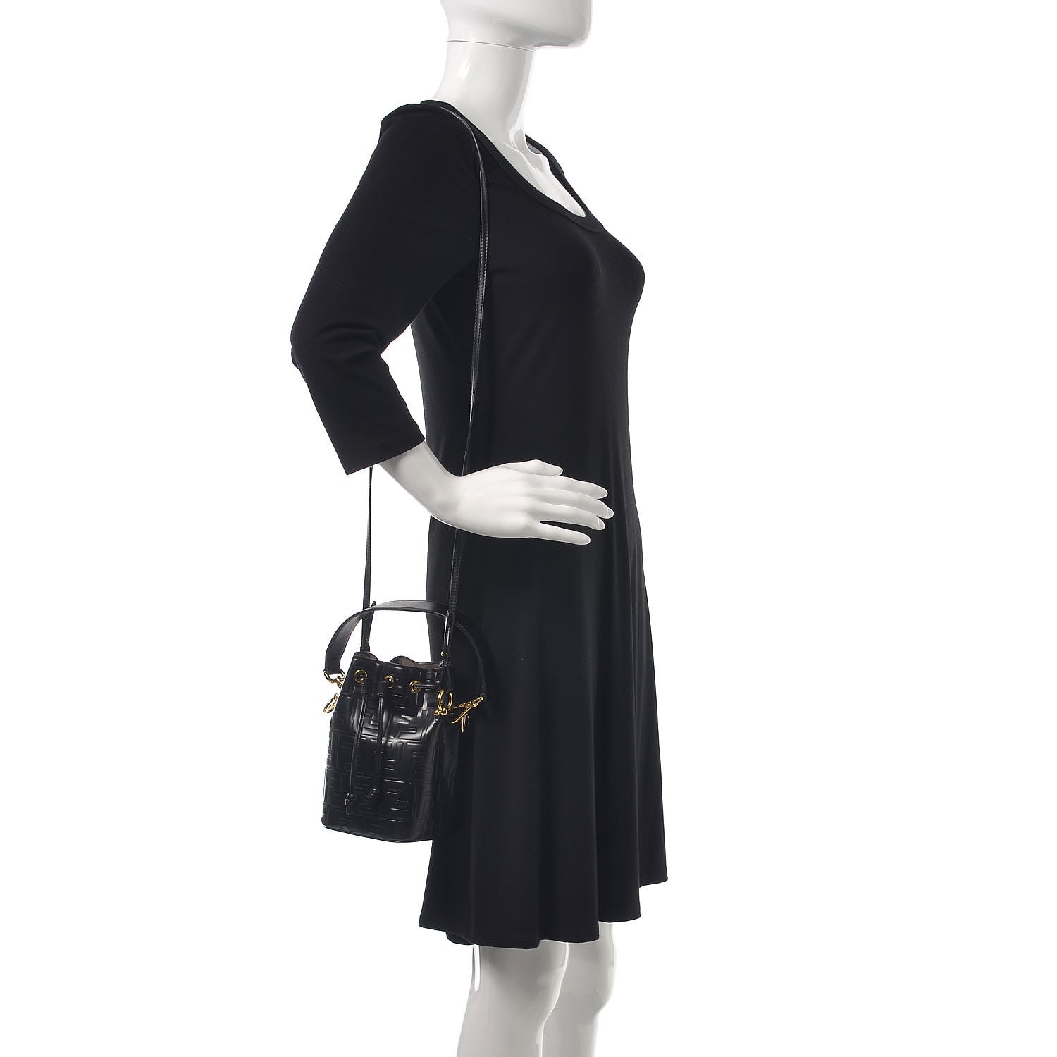 Fendi Vitello Liberty F is Fendi FF 1974 Embossed Mini Mon Tresor Bucket Bag Black 2 of 9