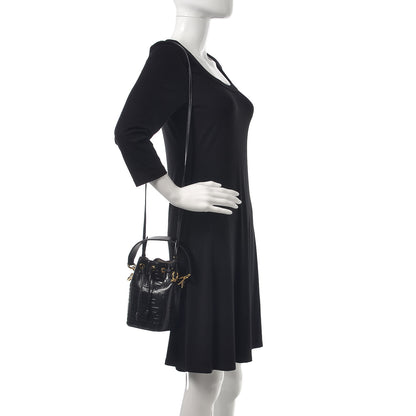 Fendi Vitello Liberty F is Fendi FF 1974 Embossed Mini Mon Tresor Bucket Bag Black 2 of 9