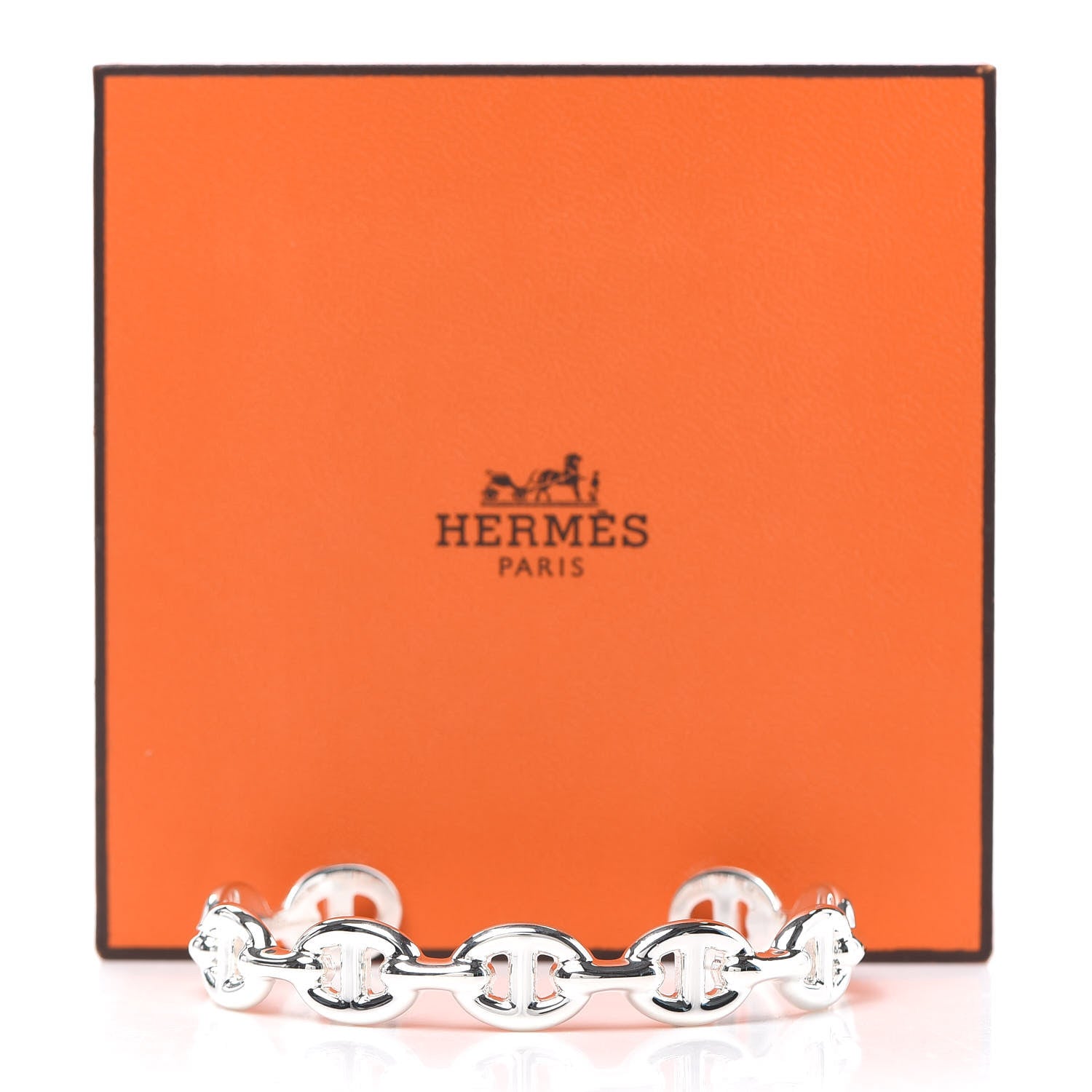 Hermes Sterling Silver MM Chaine d'Ancre Enchainee Cuff Bracelet SH 5 of 5