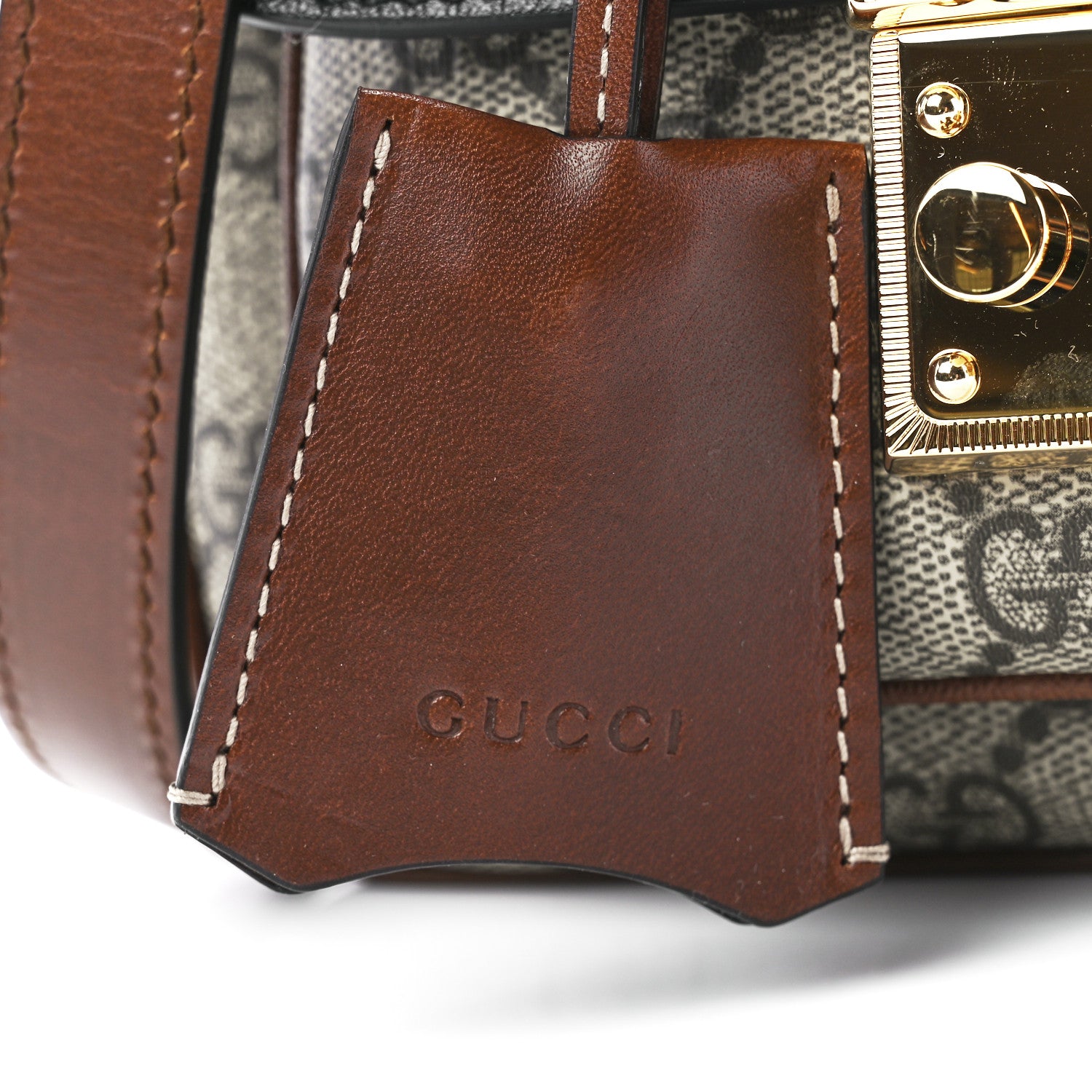 Gucci GG Supreme Monogram New Sakai Lux Calfskin Mini Padlock Flap Pocket Shoulder Bag Beige Ebony Black Cuir 9 of 13
