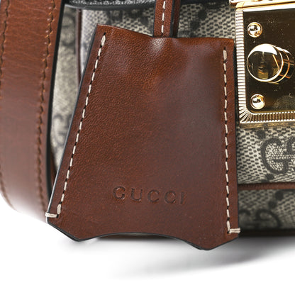 Gucci GG Supreme Monogram New Sakai Lux Calfskin Mini Padlock Flap Pocket Shoulder Bag Beige Ebony Black Cuir 9 of 13