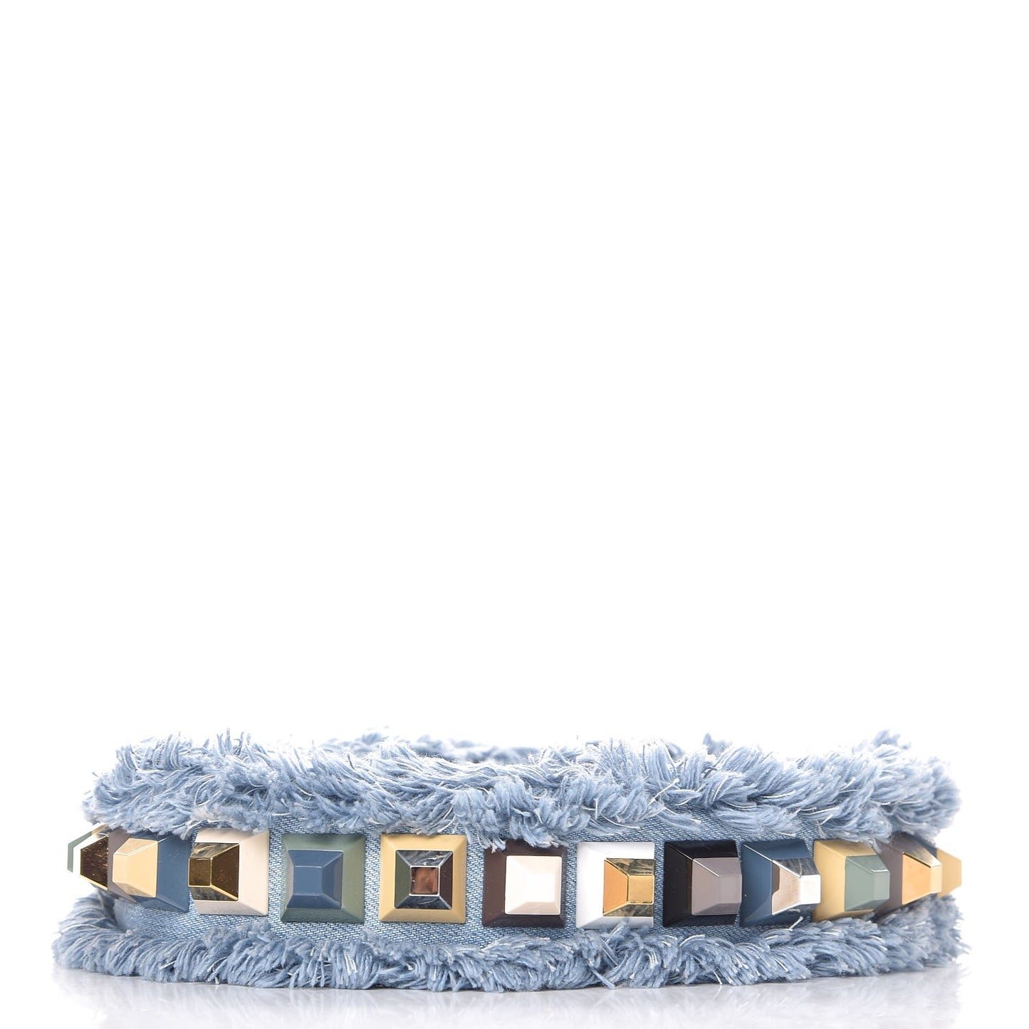 Denim Fringe Studded Strap You Blue Multicolor
