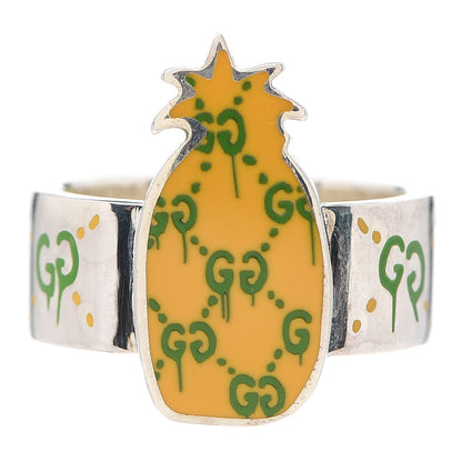 Gucci Sterling Silver Enamel GucciGhost Pineapple Ring 62 10 1 of 6