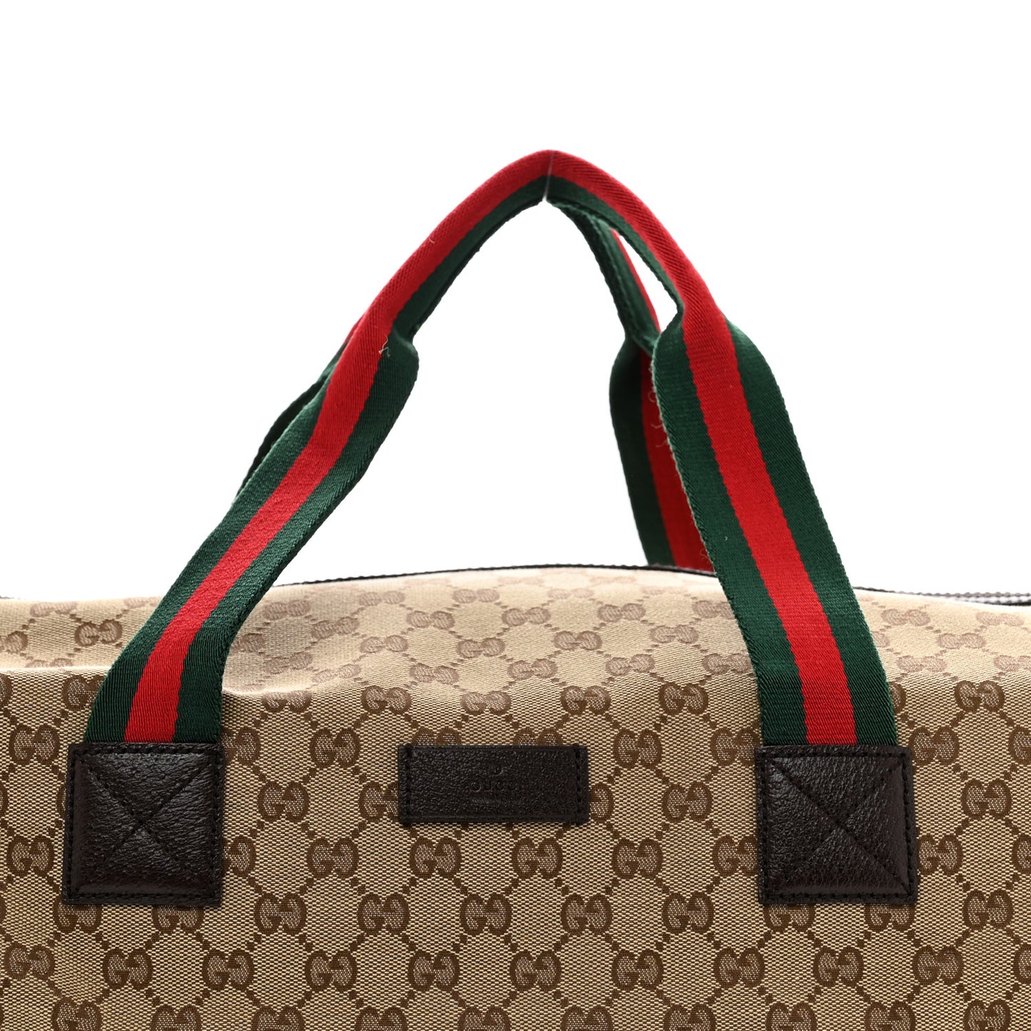 GG Monogram Web Large Collapsible Carry On Duffle Beige Brown
