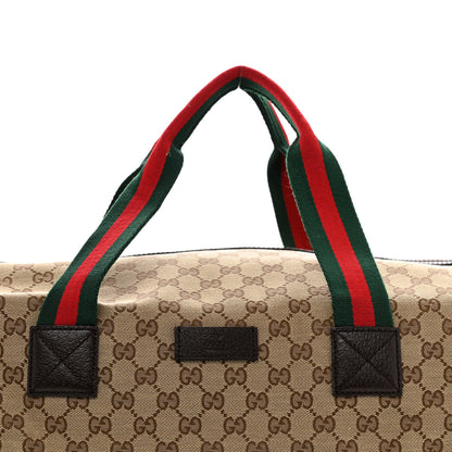 Gucci GG Monogram Web Large Collapsible Carry On Duffle Beige Brown 7 of 9