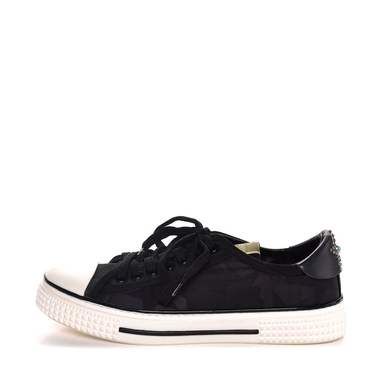 Valentino Garavani Nylon Twill Camustars Womens Low Sneakers 39.5 Black 1 of 8