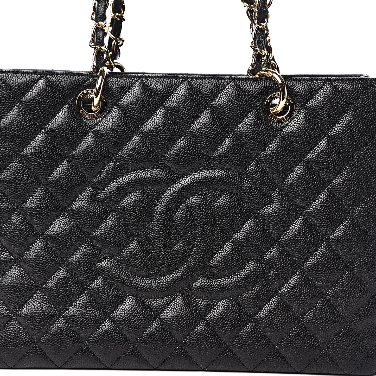 Caviar Quilted Grand Shopping Tote GST Black