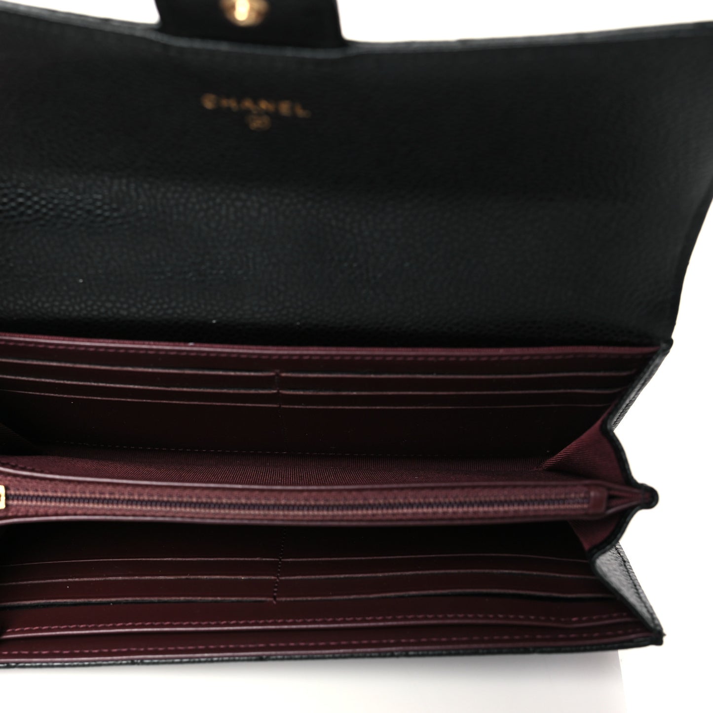 Caviar Quilted Large Gusset Flap Wallet Black