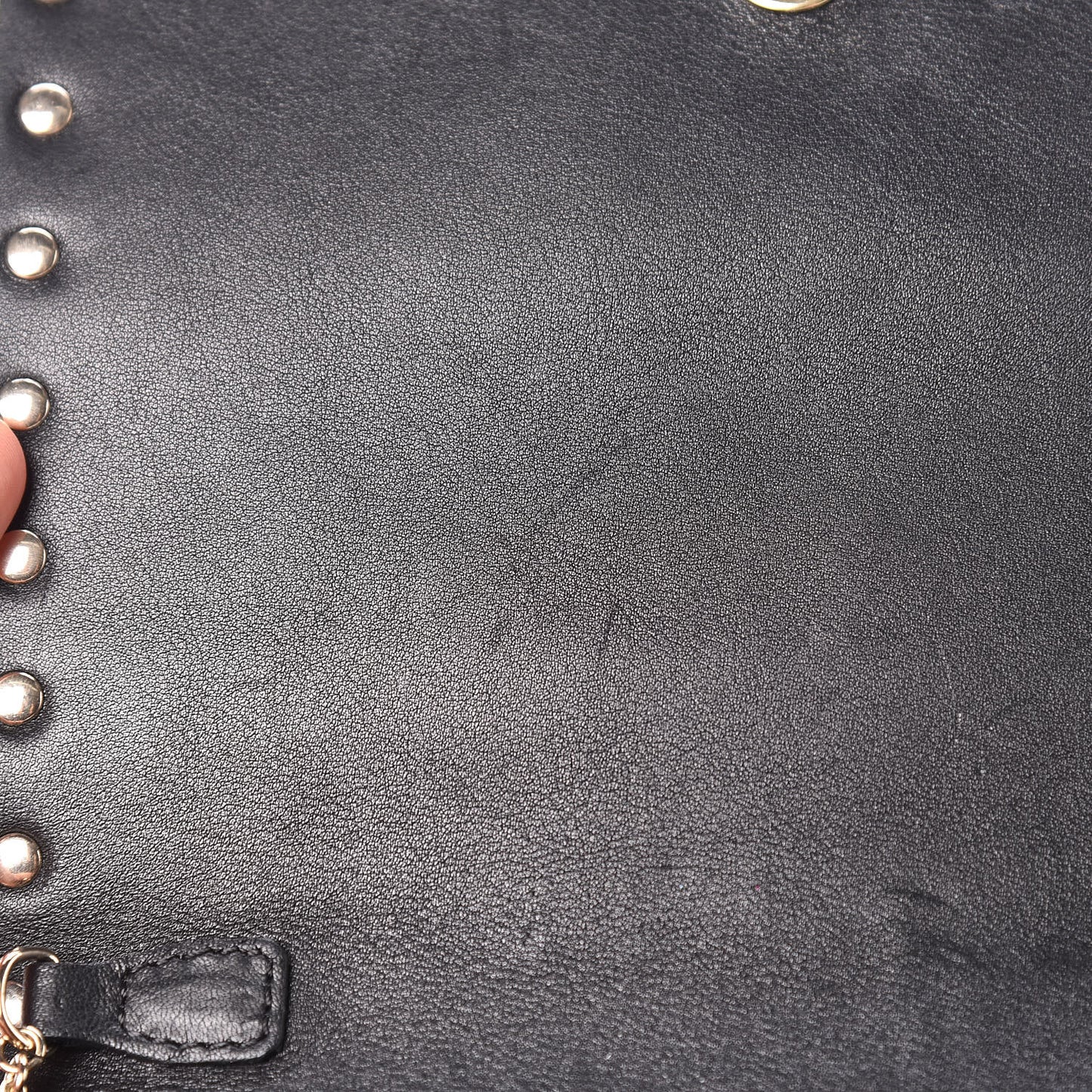 Calfskin Rockstud Wallet on Chain Black