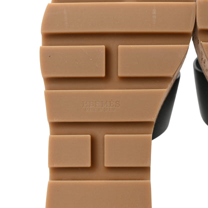 Hermes Calfskin Cork Eze 30 Sandals 37 Black 6 of 7