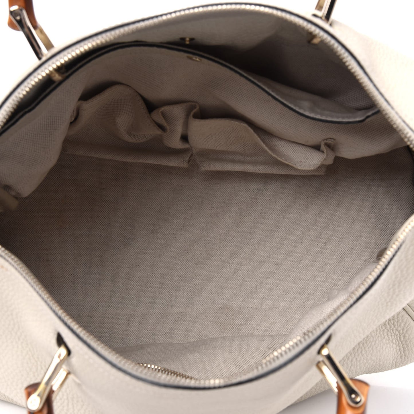 Calfskin Bamboo Medium Shopper Boston Mystic White