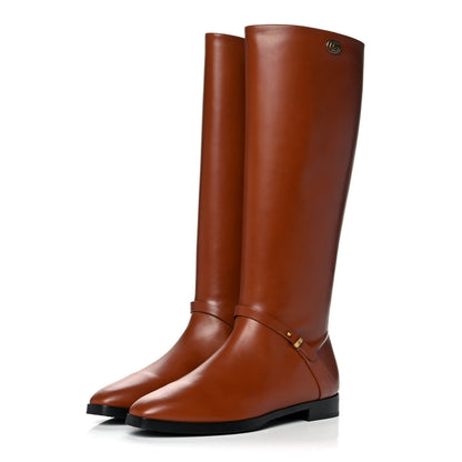 Gucci Calfskin Rosie Tall Riding Boots 39 Brown Papaya 3 of 11