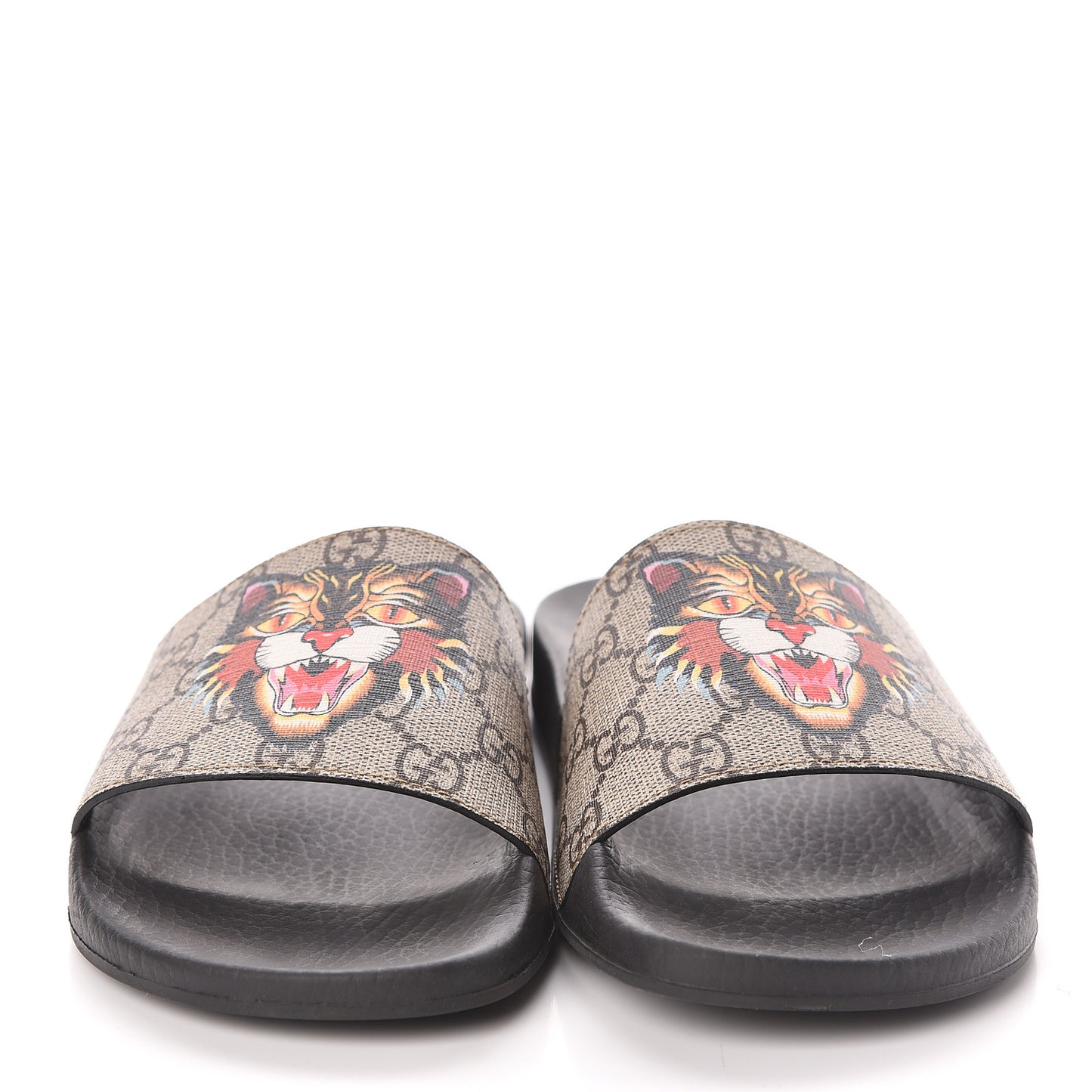 GG Supreme Monogram Angry Cat Slide Sandals 38 Black Multicolor