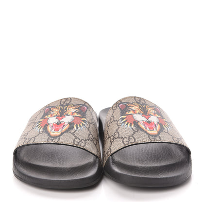 Gucci GG Supreme Monogram Angry Cat Slide Sandals 38 Black Multicolor 2 of 6