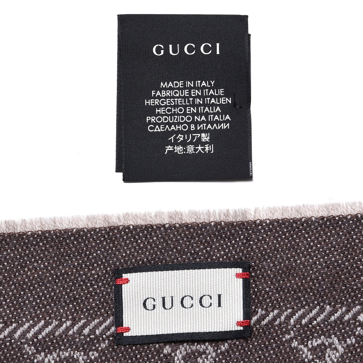 Wool Jacquard Monogram Fringe Scarf Brown