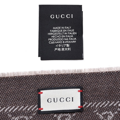 Gucci Wool Jacquard Monogram Fringe Scarf Brown 4 of 4