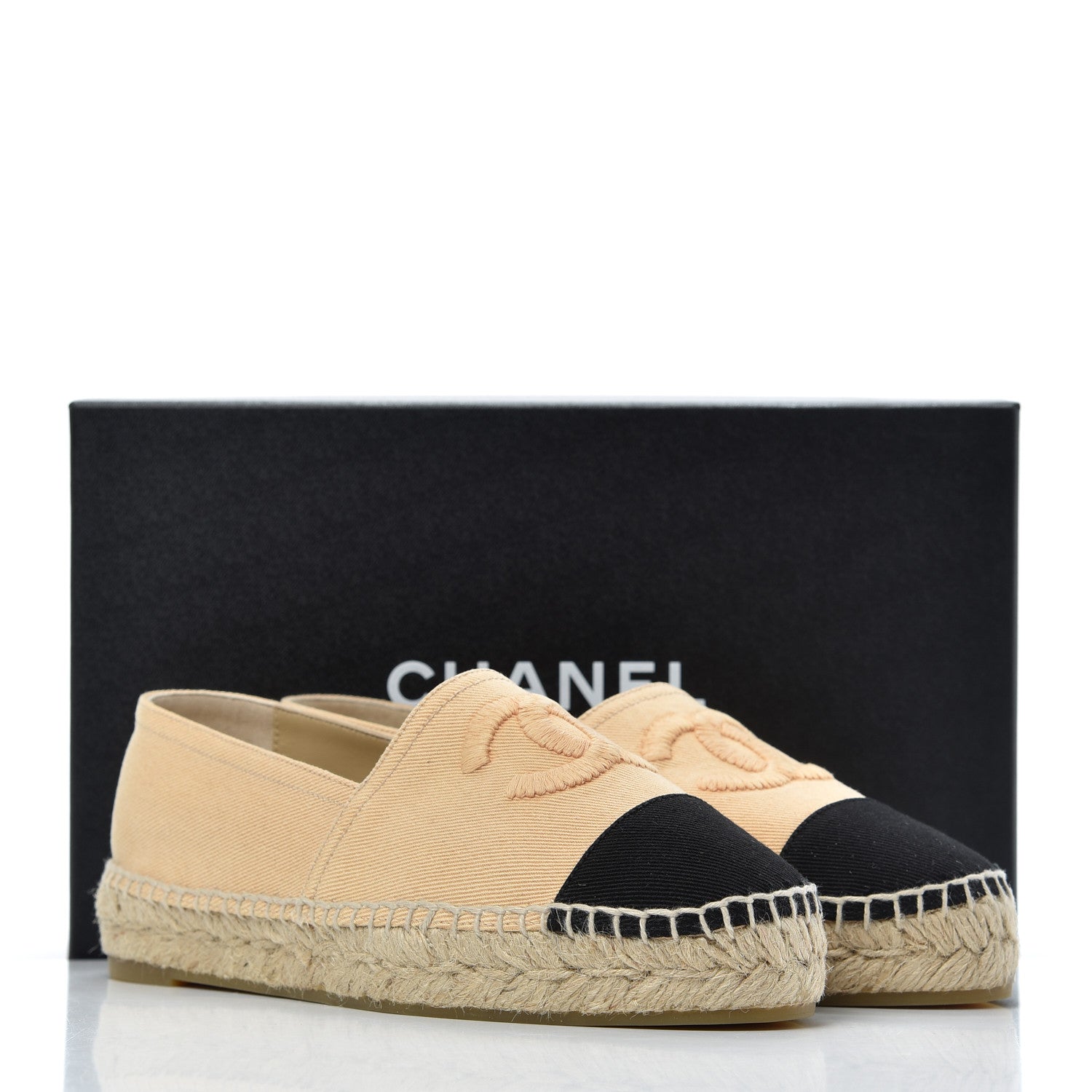 Chanel Denim CC Espadrilles 38 Beige Black 9 of 9