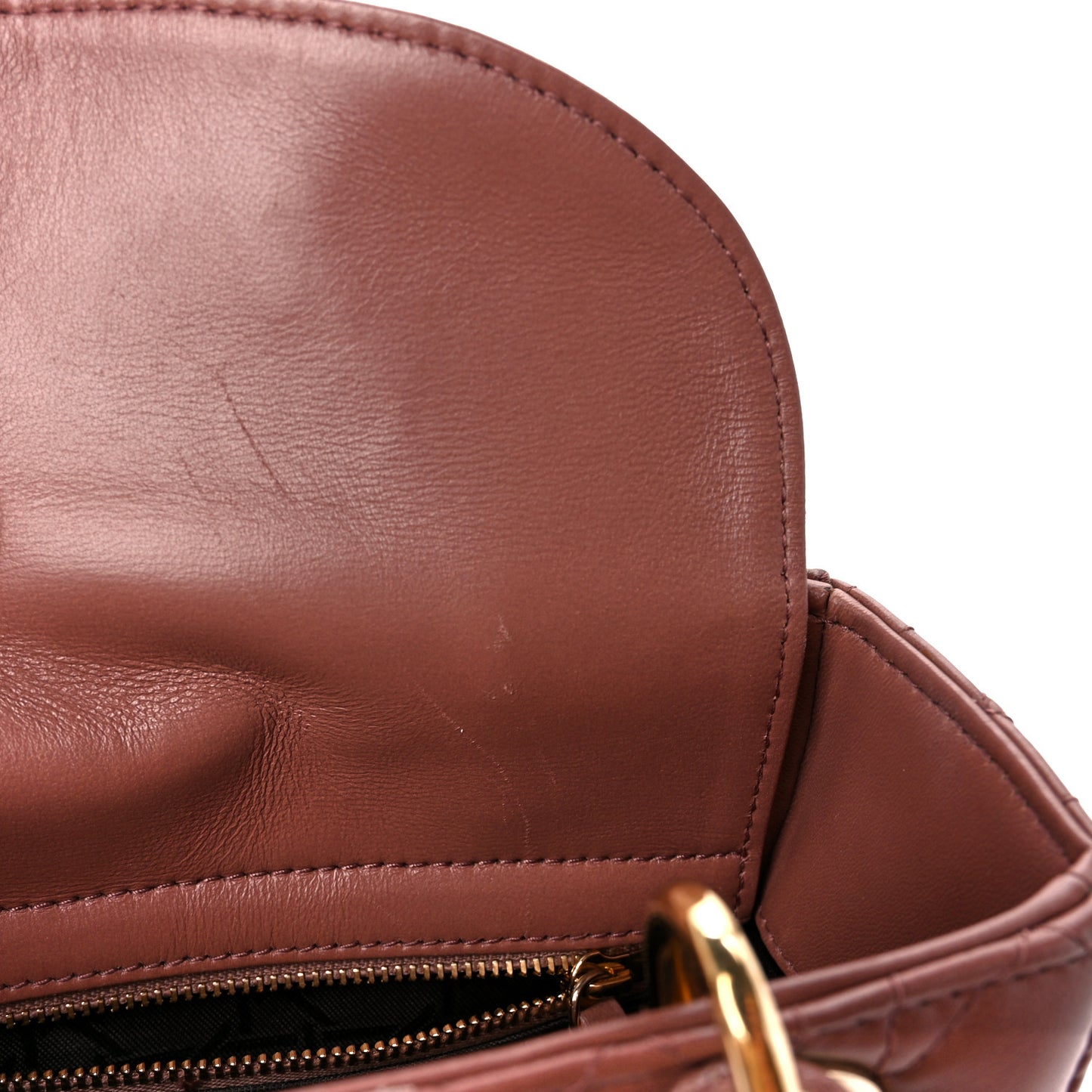 Lambskin Cannage Small Lucky Badges My Lady Dior Petale Brique