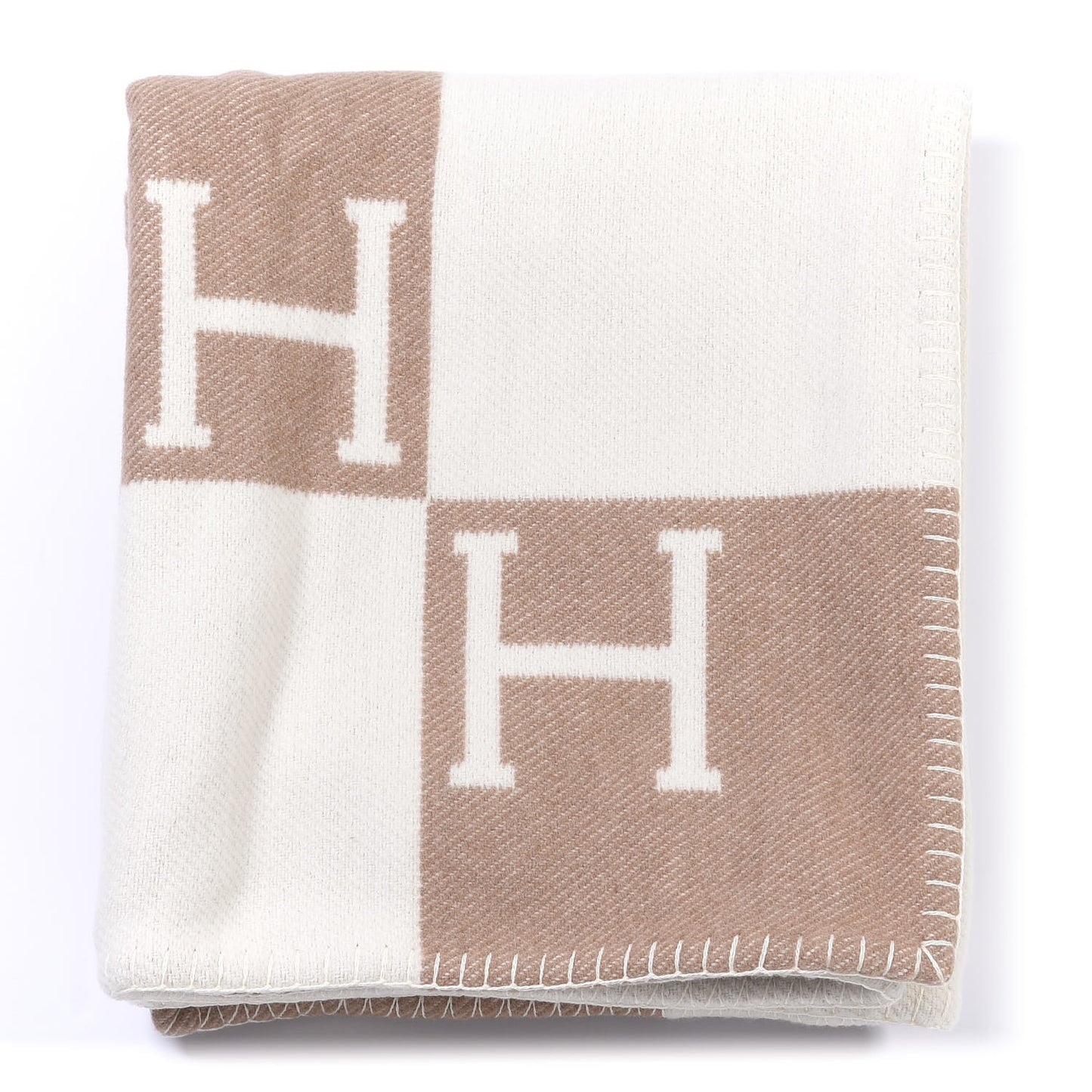 Wool Cashmere Avalon Baby Blanket Noisette Moyen White