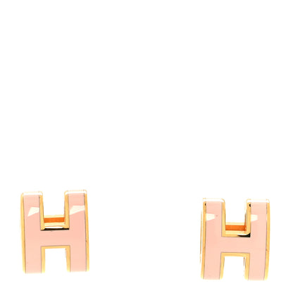 Hermes Gold Lacquered Mini Pop H Earrings Rose Sakura 1 of 5