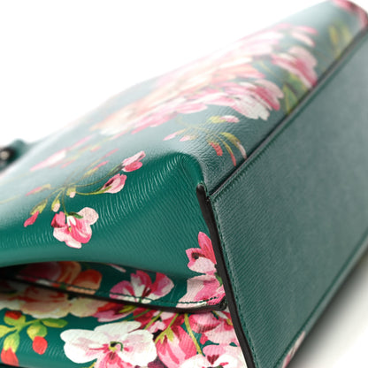 Gucci Shangai Calfskin Blooms Print Small Bamboo Daily Top Handle Bag Clear Bright Emerald Multicolor 12 of 14