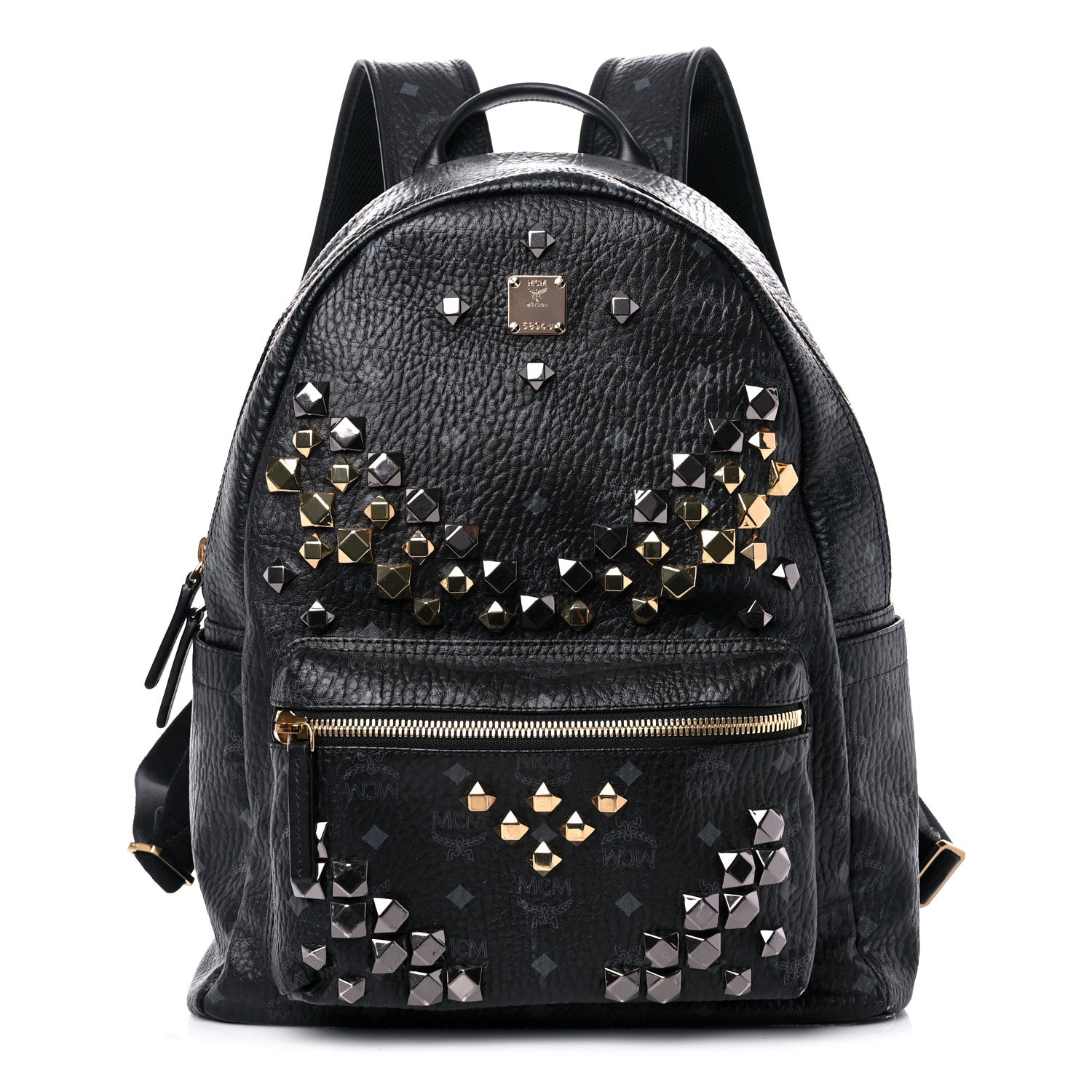 MCM Visetos Studded Medium Stark M Backpack Black 1 of 13