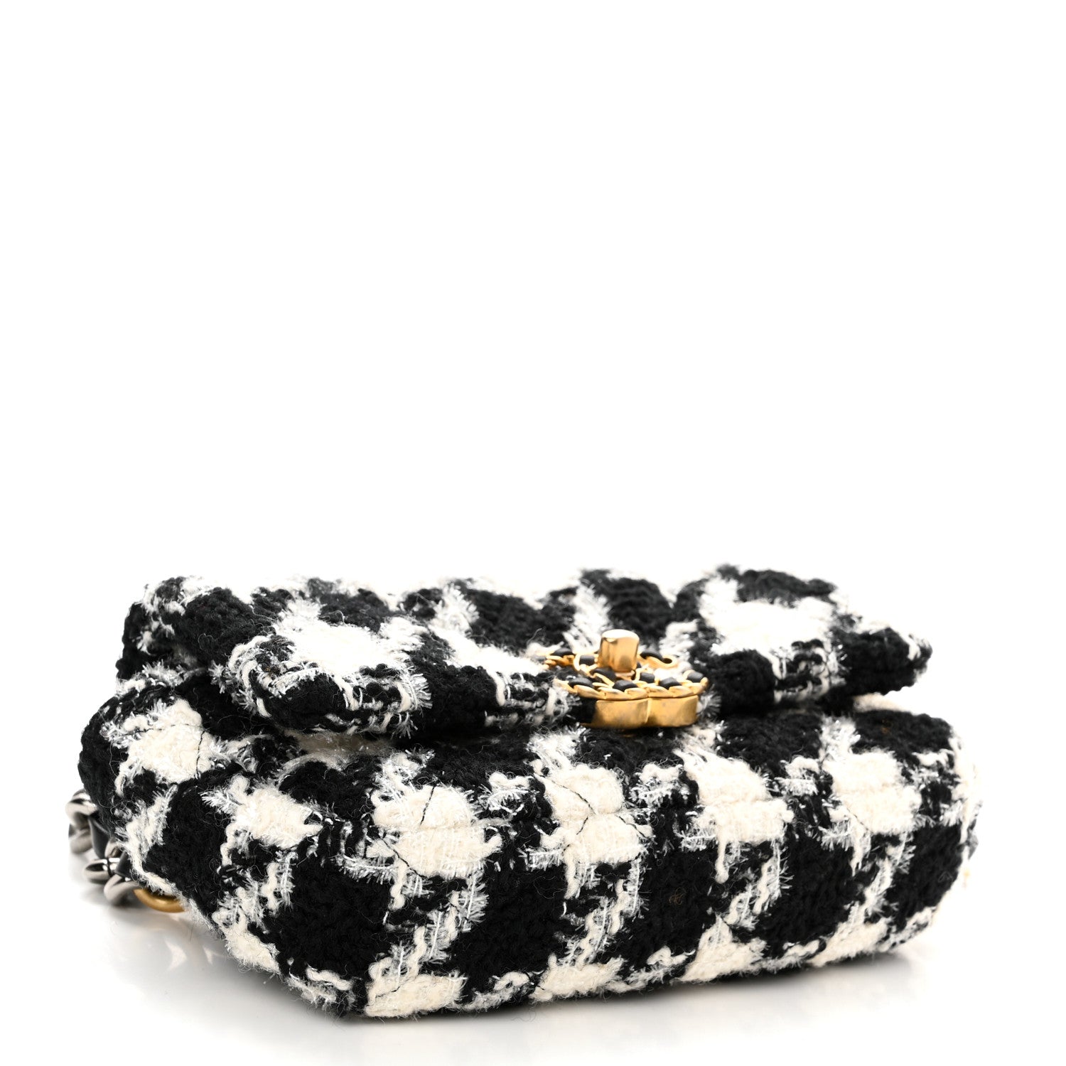 Chanel Tweed Quilted Chanel 19 Waist Bag Black Ecru White 3 of 10