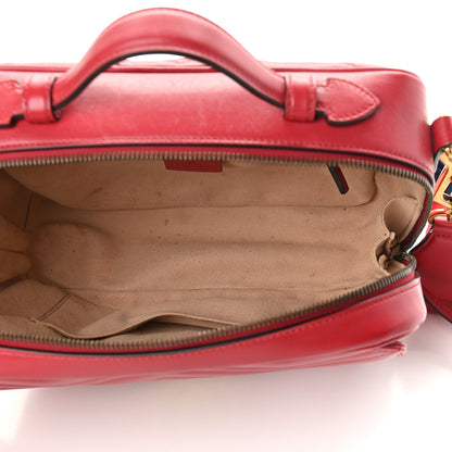 Gucci Calfskin Matelasse Sylvie Web Small GG Marmont Top Handle Shoulder Bag Hibiscus Red 5 of 9