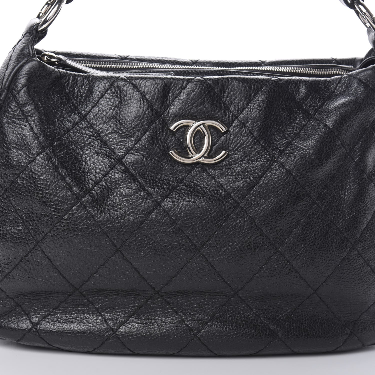 Chanel Glazed Calfskin On The Road Hobo Black 8 of 14