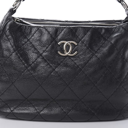 Chanel Glazed Calfskin On The Road Hobo Black 8 of 14