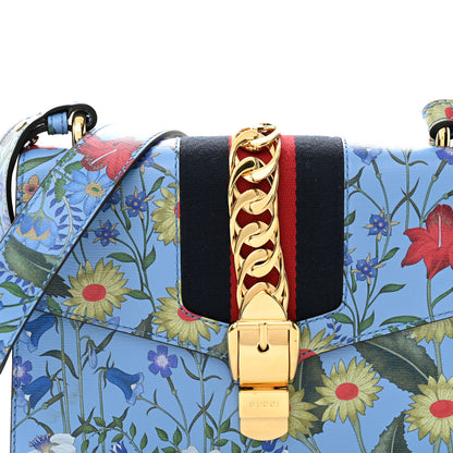 Gucci Shangai Calfskin Web New Flora Small Sylvie Shoulder Bag Azure 8 of 10