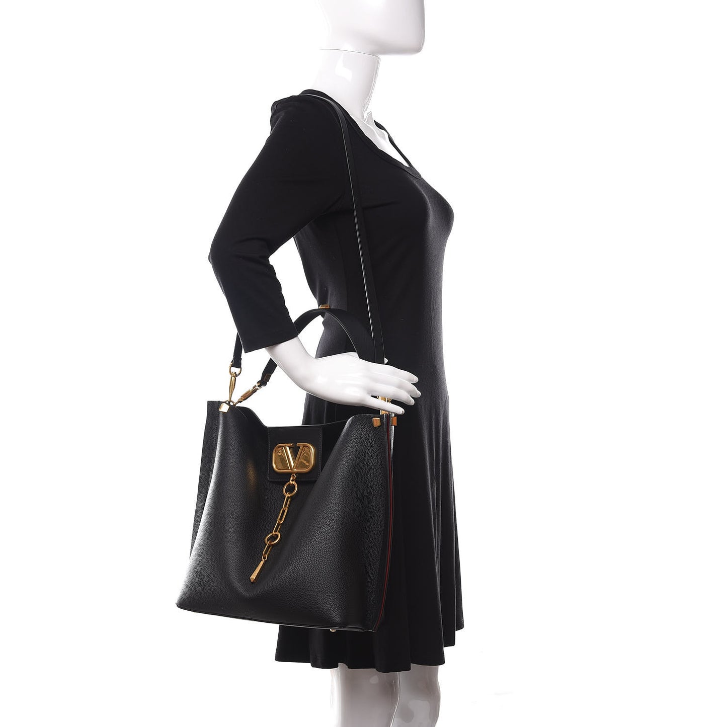 Grainy Calfskin Escape Hobo Bag Black