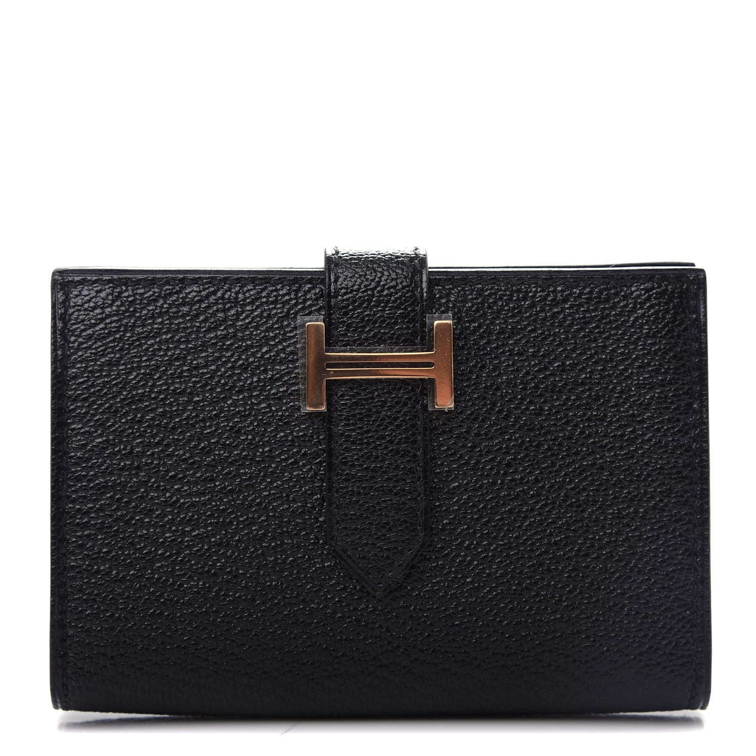 Hermes Chevre Mysore Bearn Card Holder Wallet Black 1 of 7