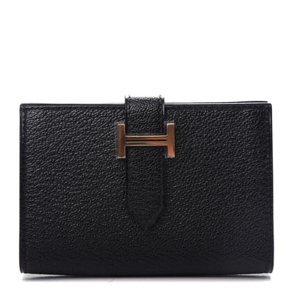 Hermes Chevre Mysore Bearn Card Holder Wallet Black 1 of 7