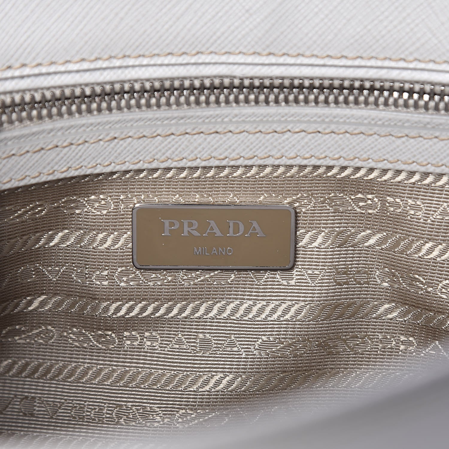 Prada Saffiano Lux Small Double Zip Tote Talco 6 of 10